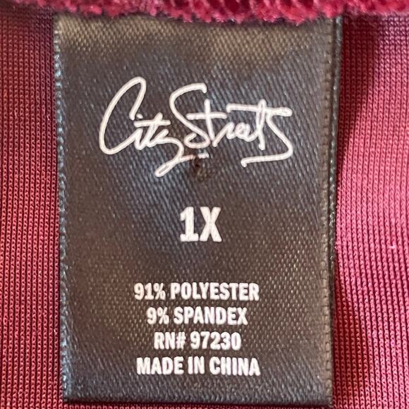 City Streets Burgundy Velvet Shift Dress Laced Neck Sz 1X Whimsygoth Valentines - Picture 6 of 7